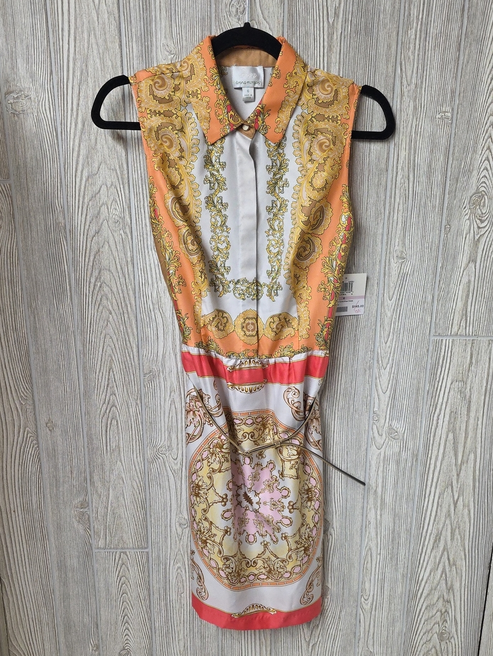 Donna Morgan Sleeveless Baroque Scarf Print Shirt Dress Womens Size 6 NWT